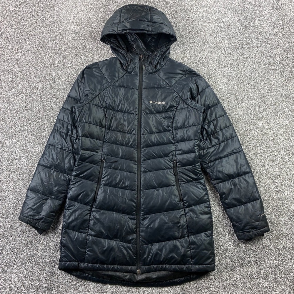 Columbia 650TD TurboDown Jacket Women's Small Black Omni-Heat Hooded Puffer